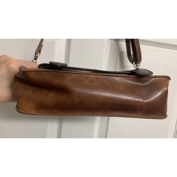 Ecosusi Brown Leather Crossbody Messenger Bag Adjustable Strap - Picture 5 of 9